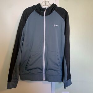 Nike Mens Therma-Fit Blue & Gray Full-Zip Long Sleeve Elite Hoodie. Size XL
